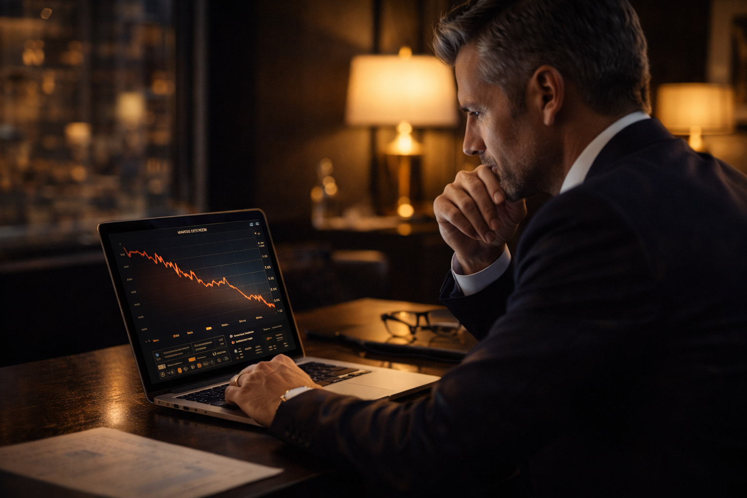 Advisor reviewing financial chart